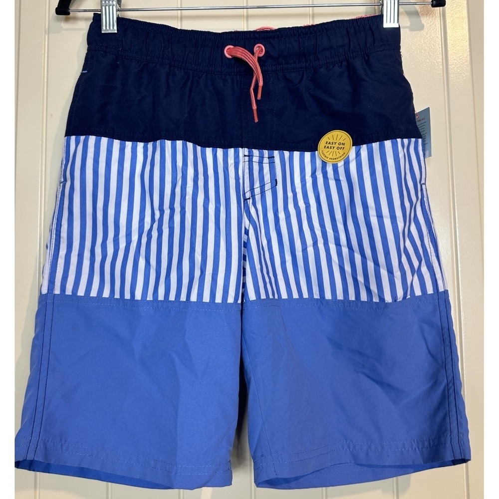 Cat & Jack Multicolor Mesh Lined UPF50+ Swim Trunks Boys L 12/14 NEW NWT striped